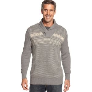 Oscar de La Renta Fairisle Shawl Collar Sweater